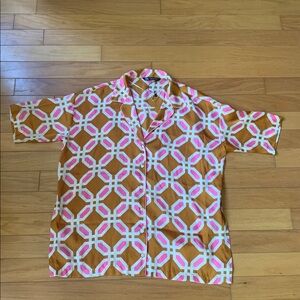 Zara Pink and Tan Geometric Top